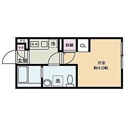 ラヴィーダ東長崎 4階1Kの間取り