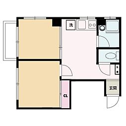 パインクレストコート 2階2DKの間取り