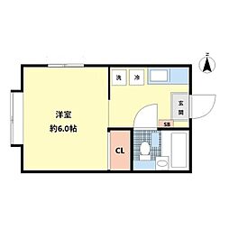 MTKコーポ 1Kの間取図画像