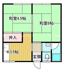 山ノ下ハイツ 2階2Kの間取り