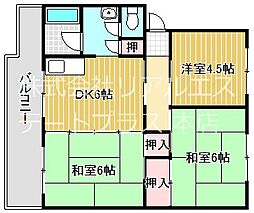 サンコーポ上畑 4階3DKの間取り