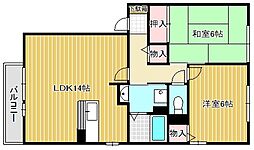 セジュール守山 2階2LDKの間取り