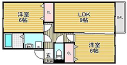 セレージュ 1階2LDKの間取り