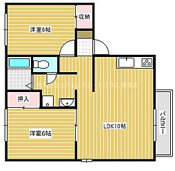 グリーンタウンハタケヤマA棟 2LDKの間取図画像