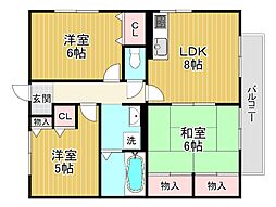 タナベマンションパート3 3LDKの間取図画像