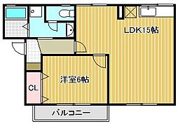 サルドセジュール 1LDKの間取図画像