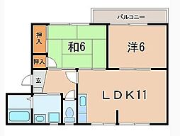 コーポ山川 2LDKの間取図画像