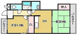 葵マンション2 2DKの間取図画像