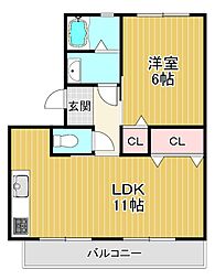 ハイツ湖国産業 1LDKの間取図画像