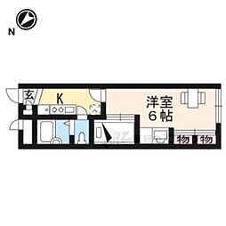 レオパレスレークサイド岡本 2階1Kの間取り