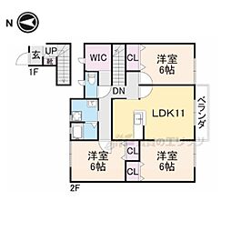 リーフアンドブラッサム 2階3LDKの間取り