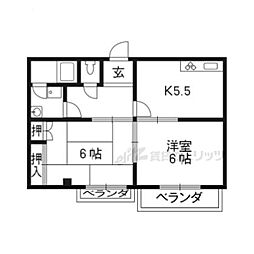 JR東海道・山陽本線 瀬田駅 徒歩13分の賃貸アパート 1階2DKの間取り