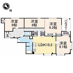 JR東海道・山陽本線 守山駅 徒歩18分の賃貸マンション 2階4LDKの間取り