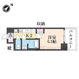プレサンス大津京町ベルリーヴァ 8階1Kの間取り