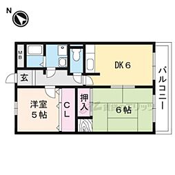 ベルエーヌII 3階2DKの間取り