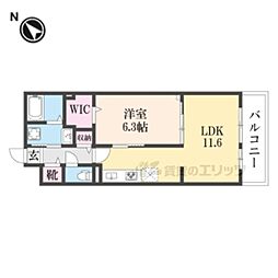 ラクーン守山 2階1LDKの間取り