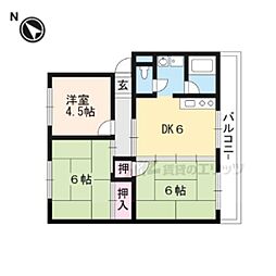 ハイツ清涼 4階3DKの間取り