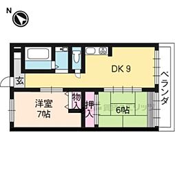 JR東海道・山陽本線 瀬田駅 徒歩6分の賃貸マンション 3階2LDKの間取り
