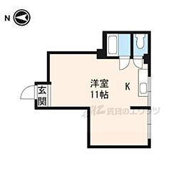 におの浜小堀マンション 3階ワンルームの間取り