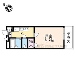 レオパレスカルム大津 1階1Kの間取り