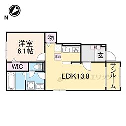 豊郷サンライフII 1階1LDKの間取り