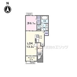 近江鉄道八日市線 八日市駅 徒歩7分の賃貸アパート 1階1LDKの間取り