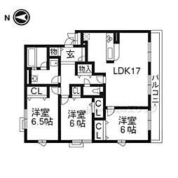 京阪石山坂本線 粟津駅 徒歩18分の賃貸アパート 2階3LDKの間取り