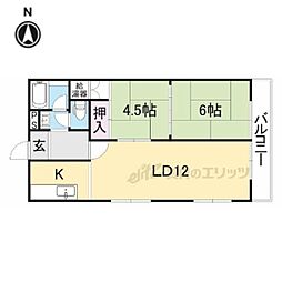 藤マンション 2階2LDKの間取り