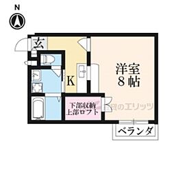 JR草津線 貴生川駅 バス20分 菅谷南下車 徒歩4分の賃貸アパート 2階1Kの間取り