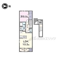 エテルノ大成Ｈ＆Ｚ 2階1LDKの間取り