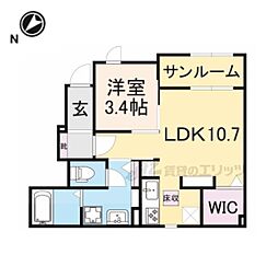 カーサフィオーレ一番館 1LDKの間取図画像