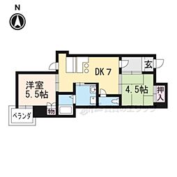 JR東海道・山陽本線 石山駅 徒歩9分の賃貸マンション 3階2DKの間取り