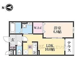 ヴェールフォンセ 1階1LDKの間取り