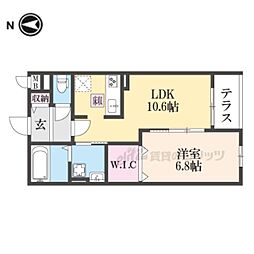 ヴェールフォンセ 1階1LDKの間取り