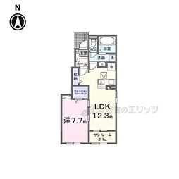 JR草津線 三雲駅 5kmの賃貸アパート 1階1LDKの間取り