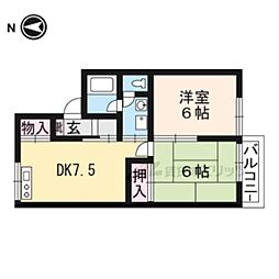 JR東海道・山陽本線 瀬田駅 徒歩20分の賃貸アパート 1階2DKの間取り