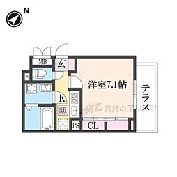 プリムローズ野村 3階1Kの間取り