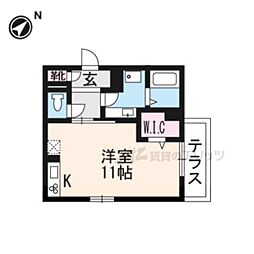 JR東海道・山陽本線 草津駅 徒歩8分の賃貸アパート 1階ワンルームの間取り