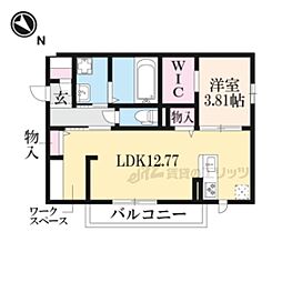 JR東海道・山陽本線 近江八幡駅 徒歩15分の賃貸アパート 2階1LDKの間取り