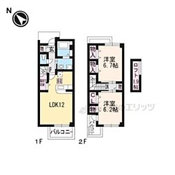 JR東海道・山陽本線 近江八幡駅 徒歩10分の賃貸アパート 1階2LDKの間取り