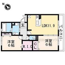 アルタ小柿ビュー 2階2LDKの間取り