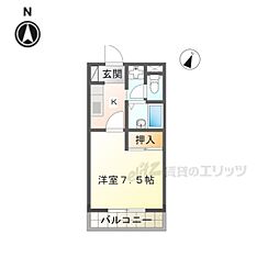 近江鉄道八日市線 太郎坊宮前駅 徒歩1分の賃貸マンション 3階1Kの間取り