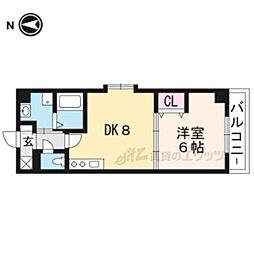 イクスコート大津駅前 7階1LDKの間取り