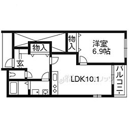 サンプレス比叡 1階1LDKの間取り