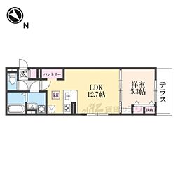 D-ROOM平井A棟 1LDKの間取図画像
