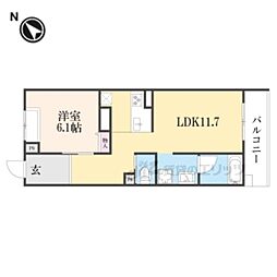 JR東海道・山陽本線 栗東駅 徒歩9分の賃貸マンション 2階1LDKの間取り