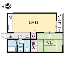 ライフレジデンス久保 2階1LDKの間取り