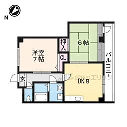 メゾンヴェルネージュ 2DKの間取図画像