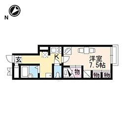 レオパレスヴィータ守山 1Kの間取図画像