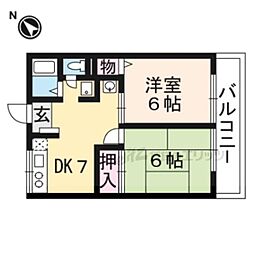 ハイムむらさき 2DKの間取図画像
